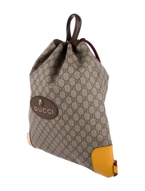 dark brown gucci backpack|gucci backpack drawstring.